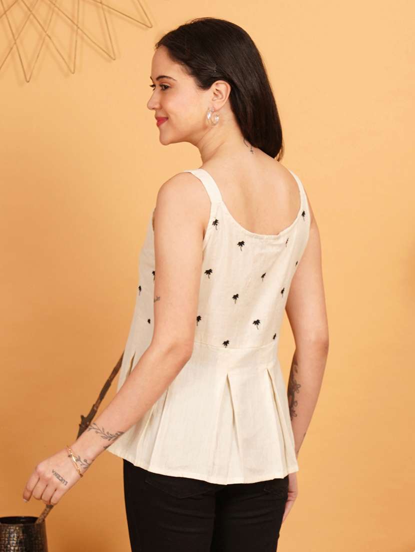 women embroidered v neck peplum top - 22541402 -  Standard Image - 3