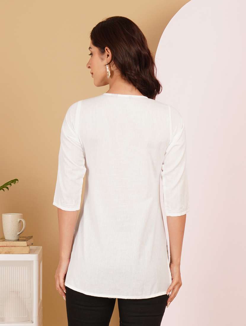 women embroidered notch neck straight kurti - 22541428 -  Standard Image - 3