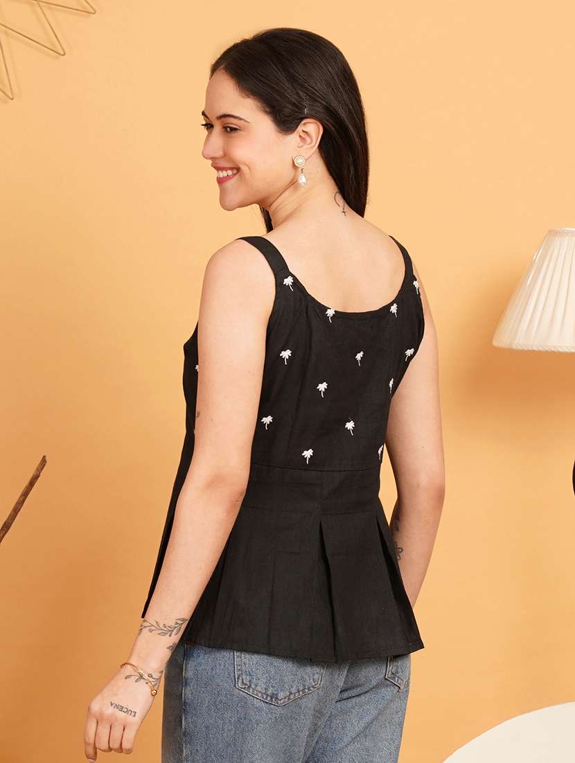 women embroidered shoulder strap ethnic top - 22541526 -  Standard Image - 3