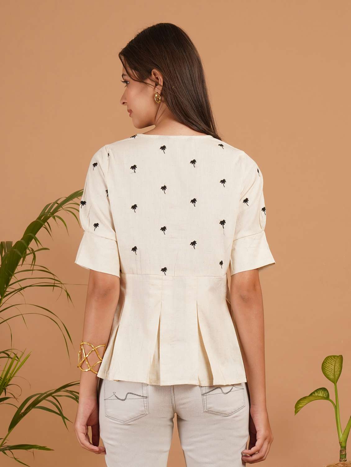 women embroidered puff sleeve a line top - 22541841 -  Standard Image - 3