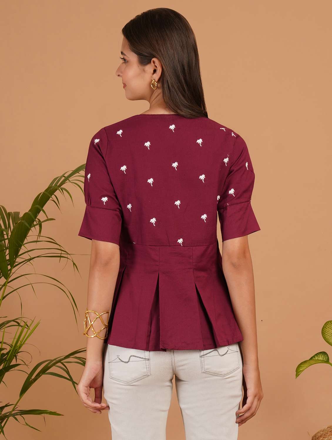 women embroidered puff sleeve a line top - 22541843 -  Standard Image - 3