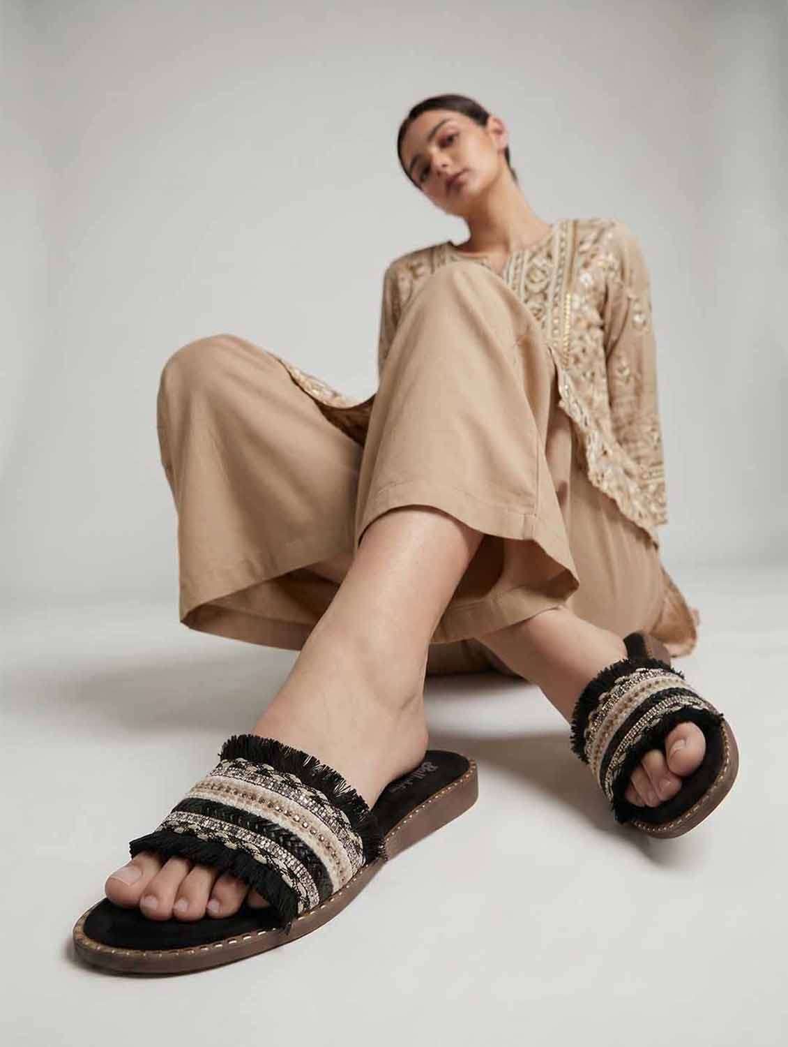 women embellished slip on flat - 22541898 -  Standard Image - 5