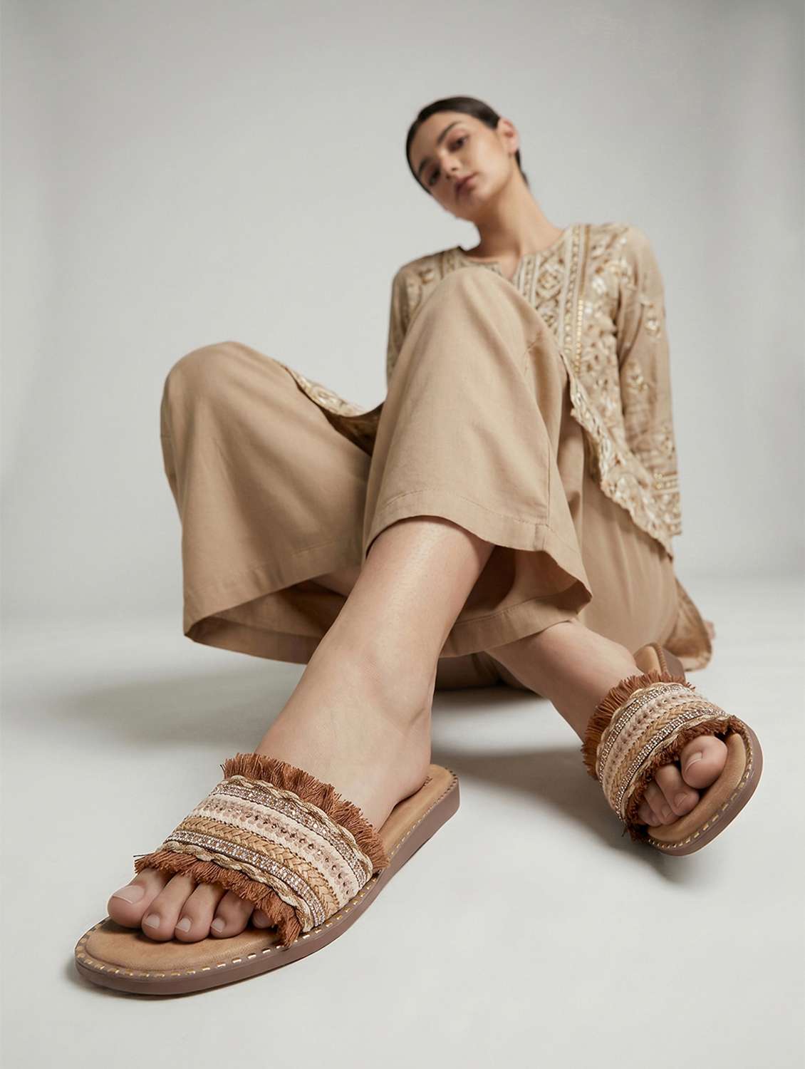 women embellished slip on flat - 22541899 -  Standard Image - 5