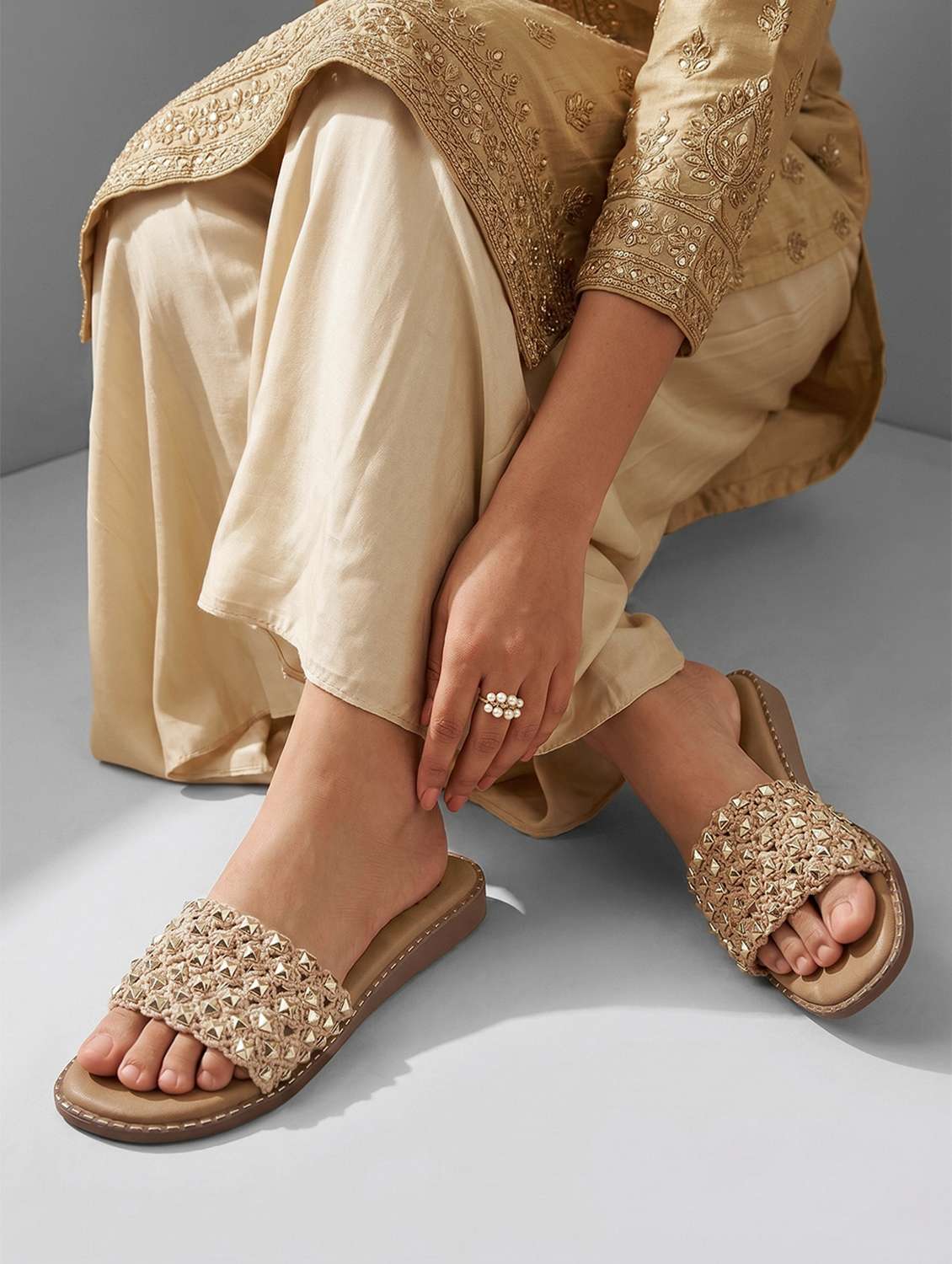 women embellished slip on flat - 22541904 -  Standard Image - 5