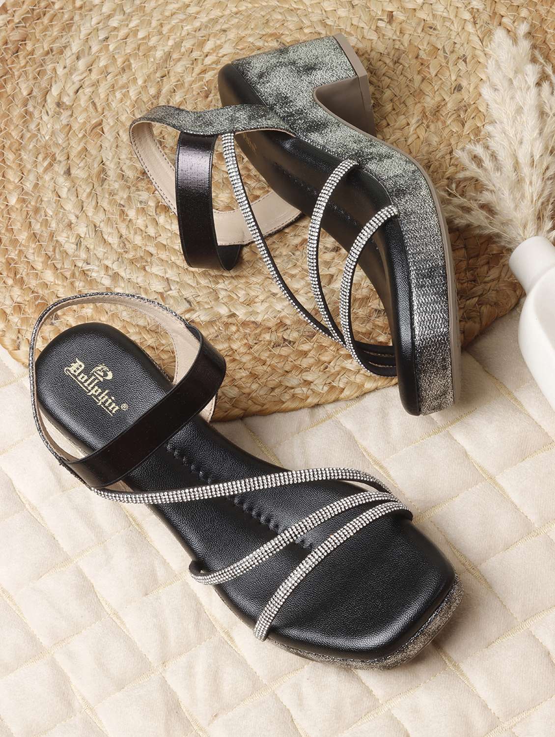 women embellished ankle strap sandal