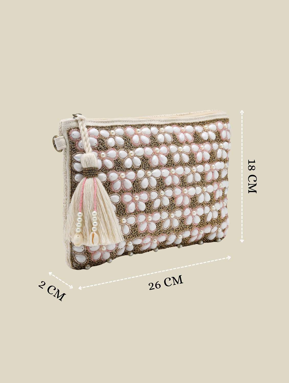 pink floral embellished cotton sling bag with zip closure - 22541927 -  Standard Image - 3