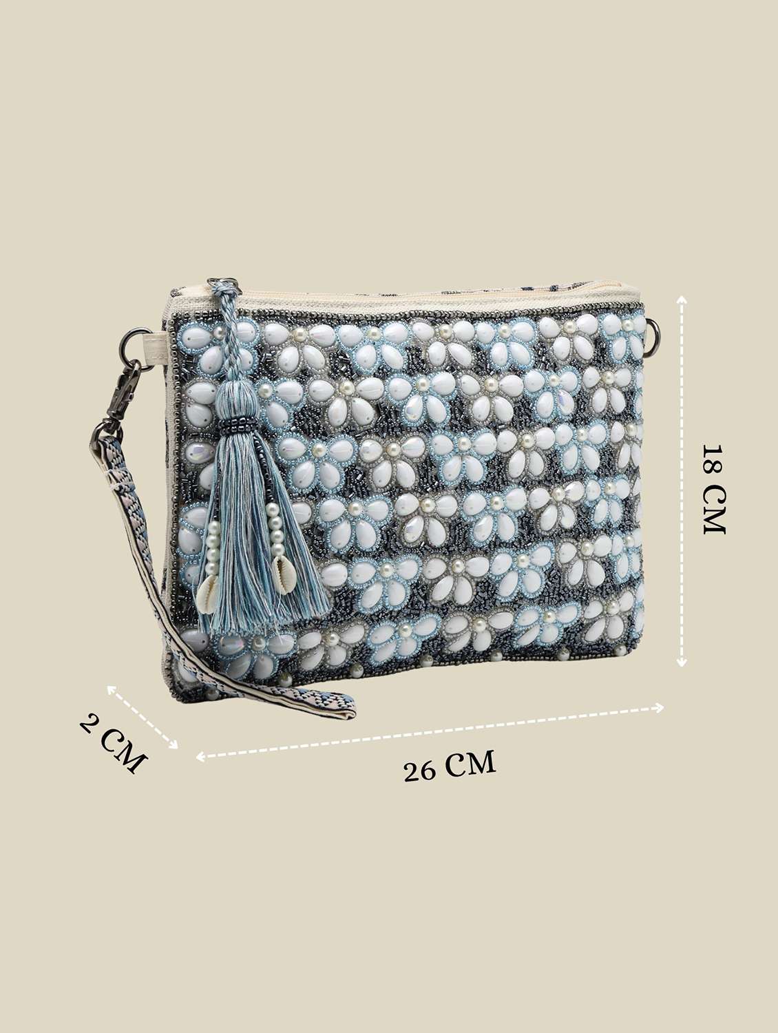 navy blue cotton floral embellished sling bag - 22541928 -  Standard Image - 3