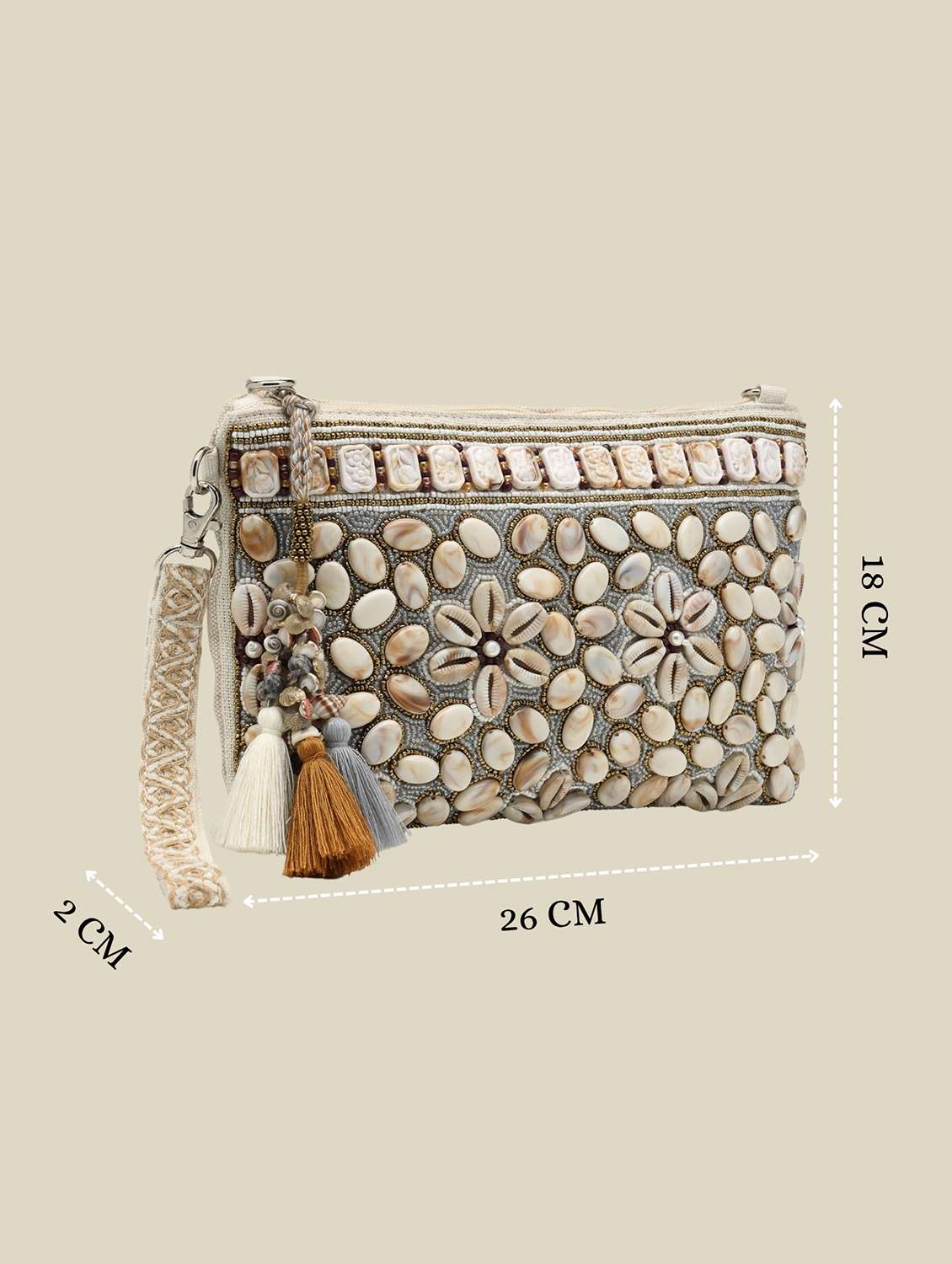 Cotton Floral Embellished Sling Bag With Tassels - 22541929 -  Standard Image - 3