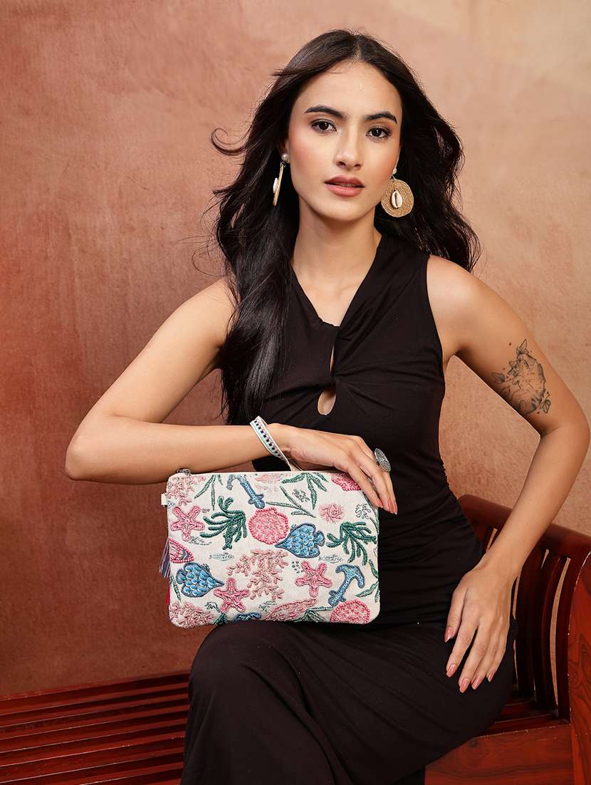 anekaant cotton off white sling bag with embroidery - 22541932 -  Standard Image - 5