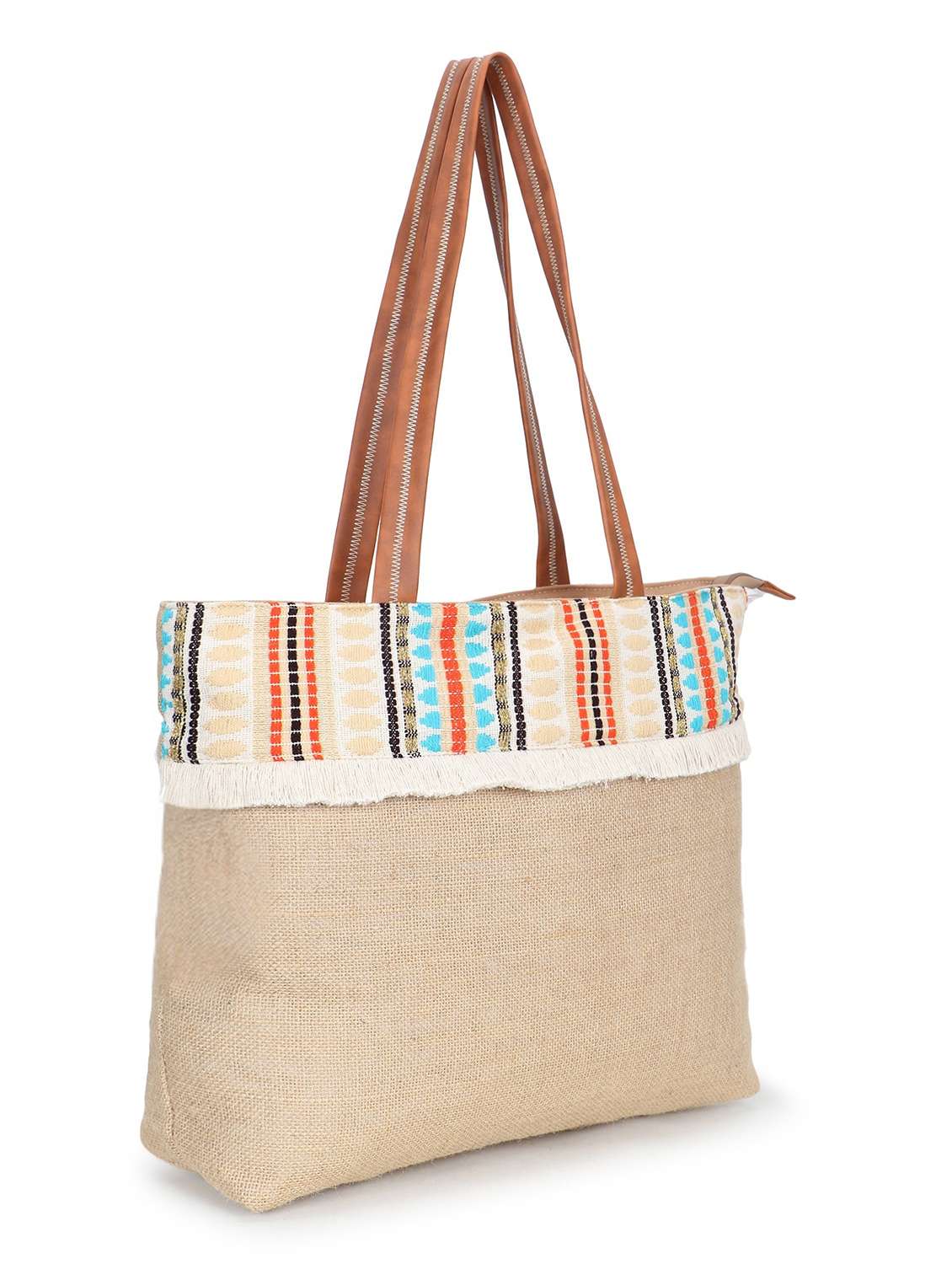 jute tote bag with zip closure casual beige - 22541938 -  Standard Image - 3