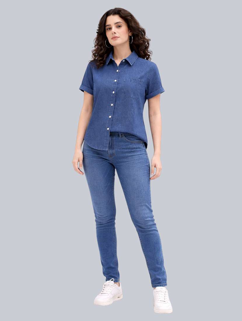women solid short sleeves casual shirt - 22541940 -  Standard Image - 5