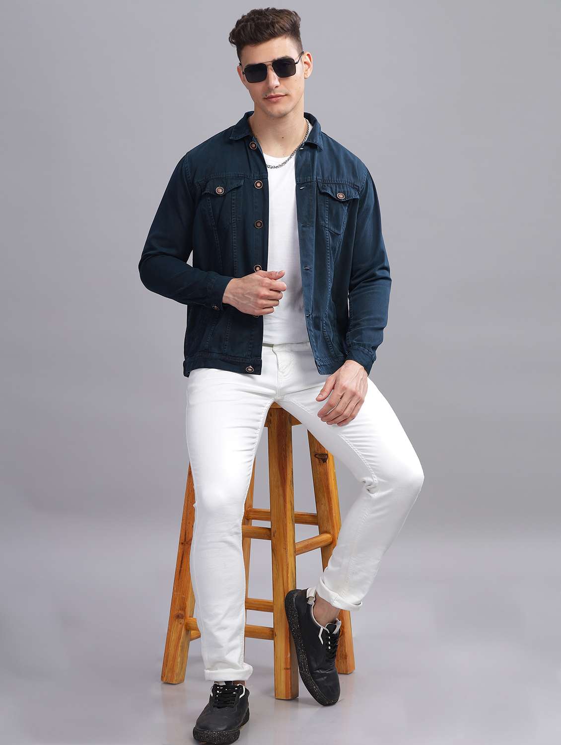 men solid long sleeve regular fit denim jacket - 22541943 -  Standard Image - 5
