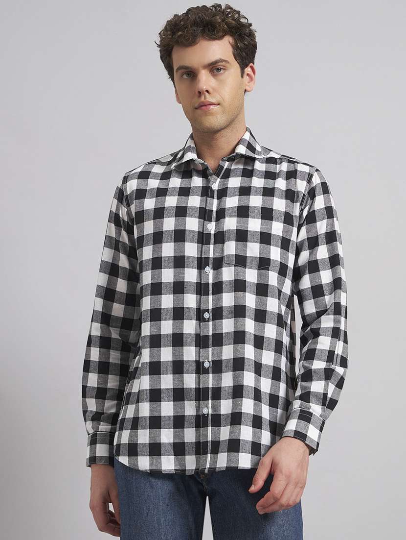 men checkered long sleeve regular fit casual shirt