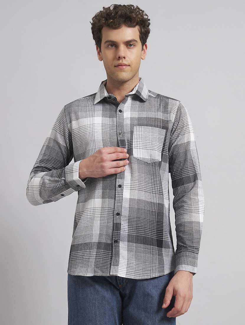 men checkered long sleeve regular fit casual shirt