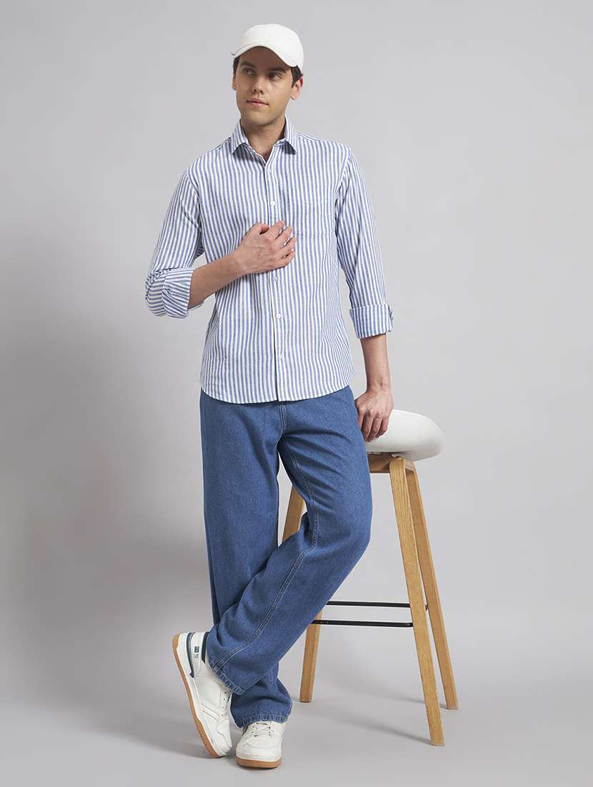 Men Striped Long Sleeve Regular Fit Casual Shirt - 22541951 -  Standard Image - 5