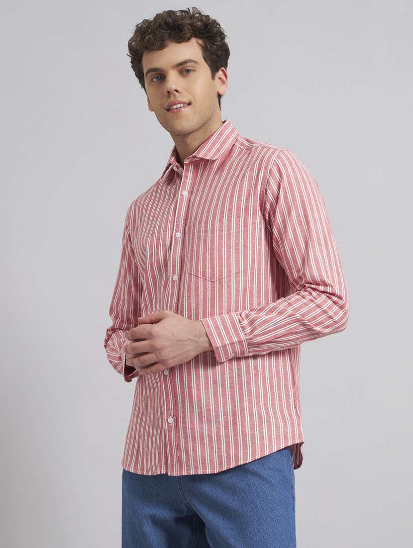 men striped long sleeve regular fit casual shirt - 22541953 -  Standard Image - 3
