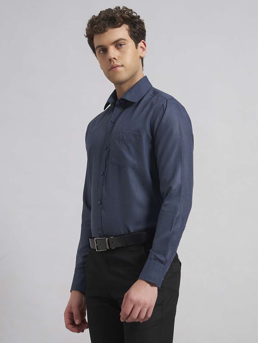 men solid long sleeve slim fit formal shirt - 22541955 -  Standard Image - 3