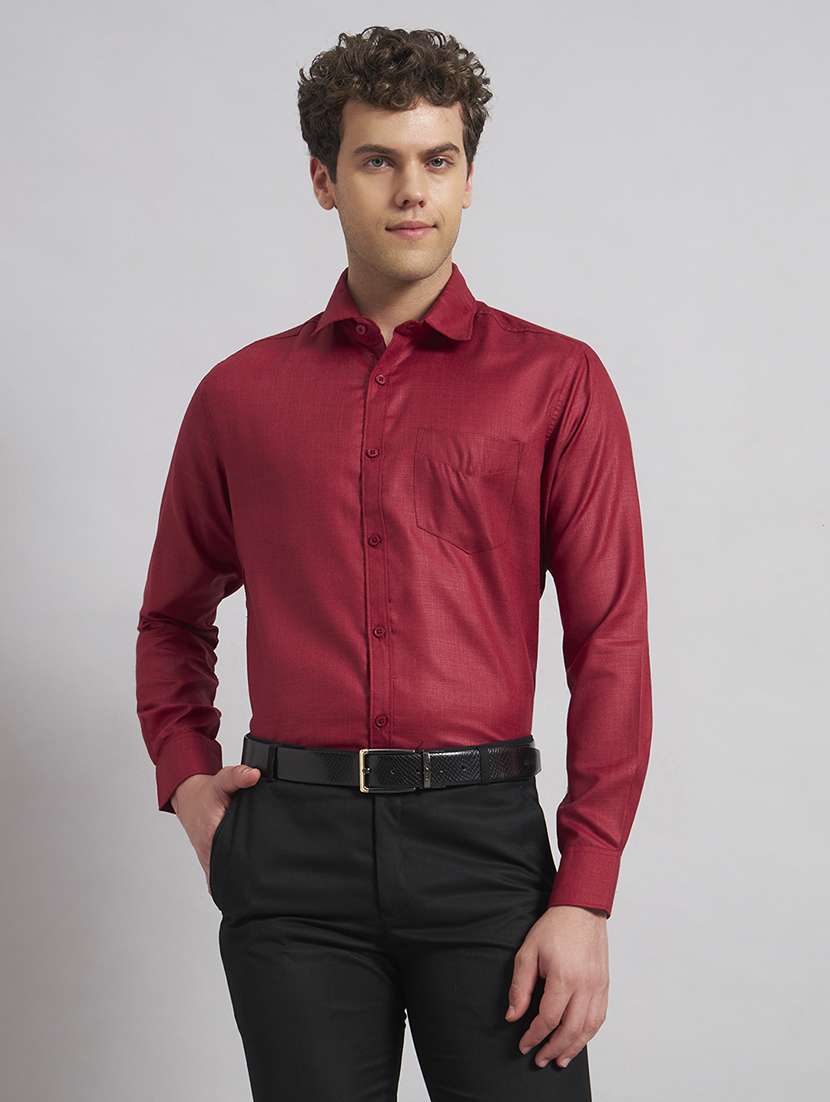 men solid long sleeve slim fit formal shirt