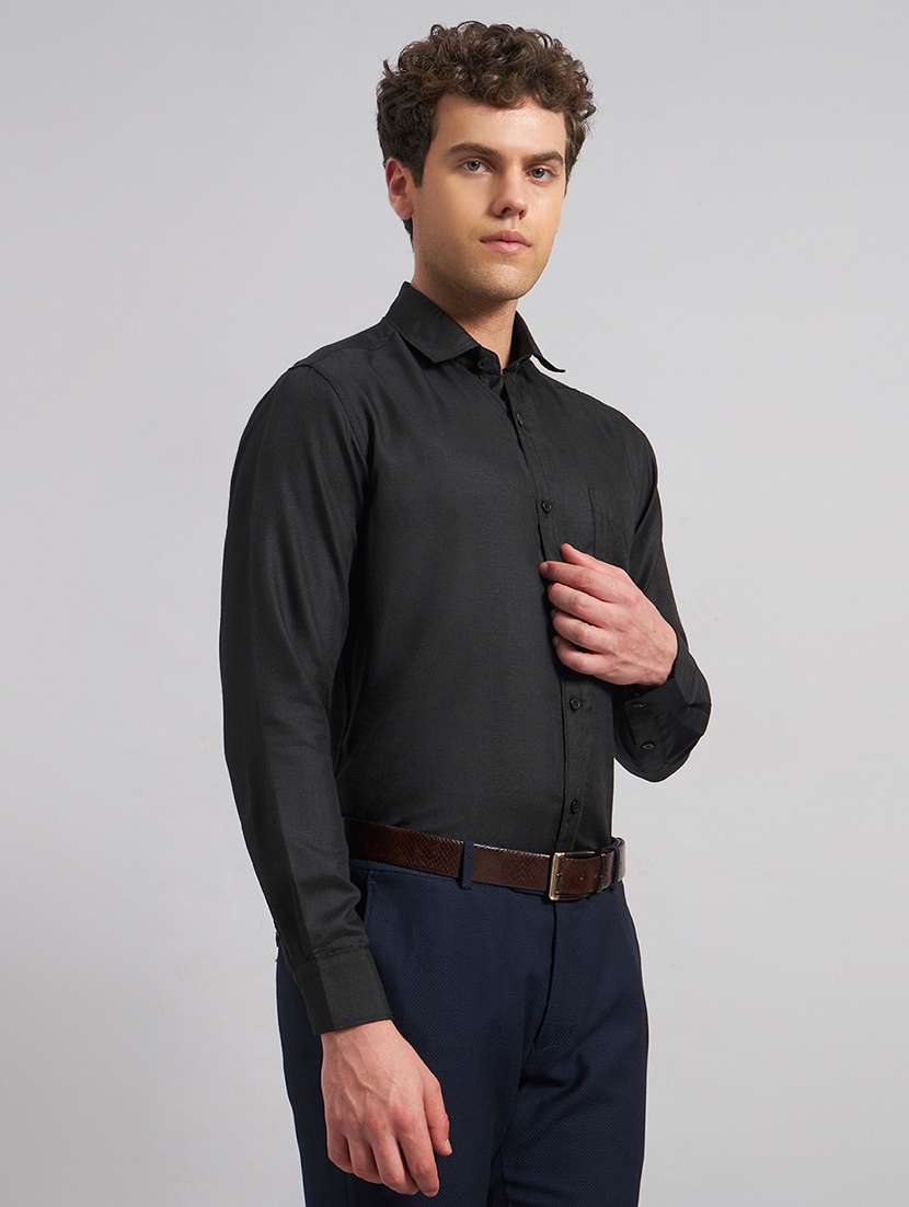 men solid long sleeve slim fit formal shirt - 22541958 -  Standard Image - 3