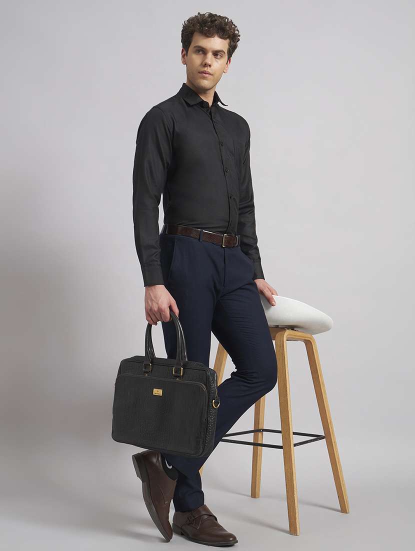 men solid long sleeve slim fit formal shirt - 22541958 -  Standard Image - 5