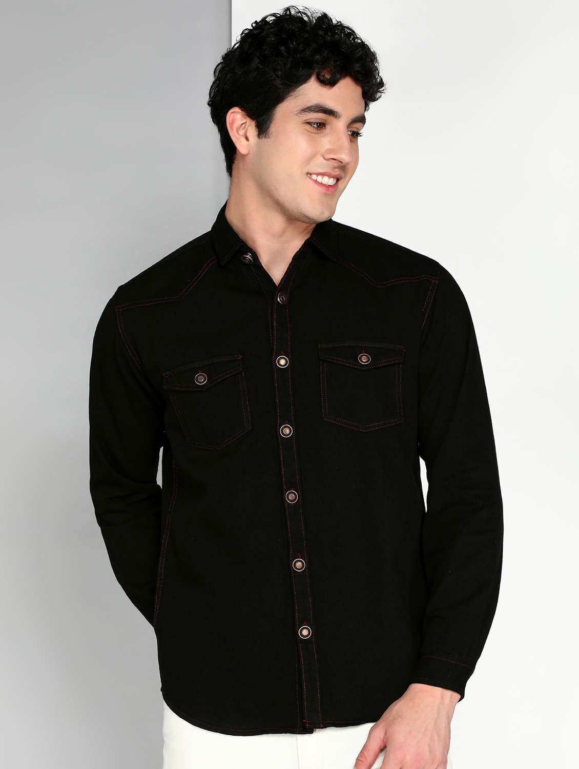 men solid long sleeve regular fit casual shirt