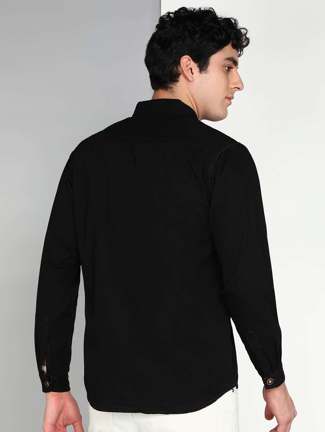 Men Solid Long Sleeve Regular Fit Casual Shirt - 22541961 -  Standard Image - 3
