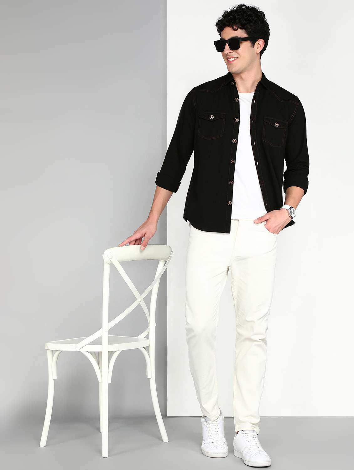 Men Solid Long Sleeve Regular Fit Casual Shirt - 22541961 -  Standard Image - 5