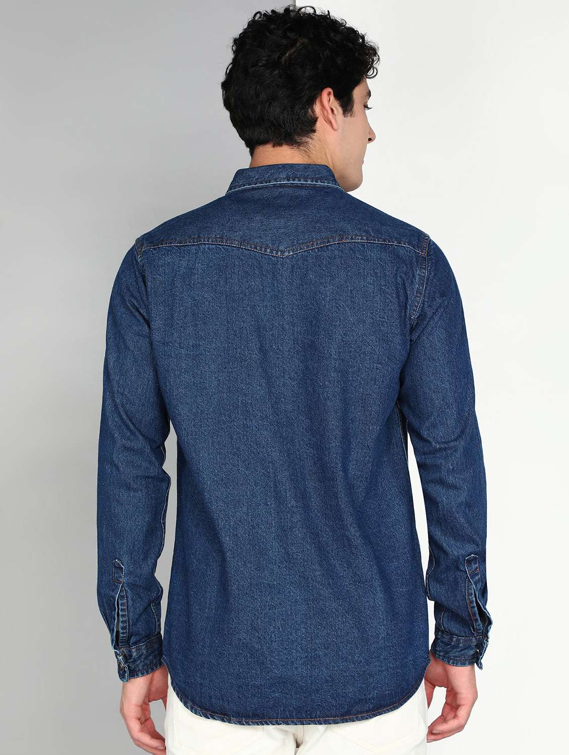 men solid long sleeve regular fit casual shirt - 22541962 -  Standard Image - 3