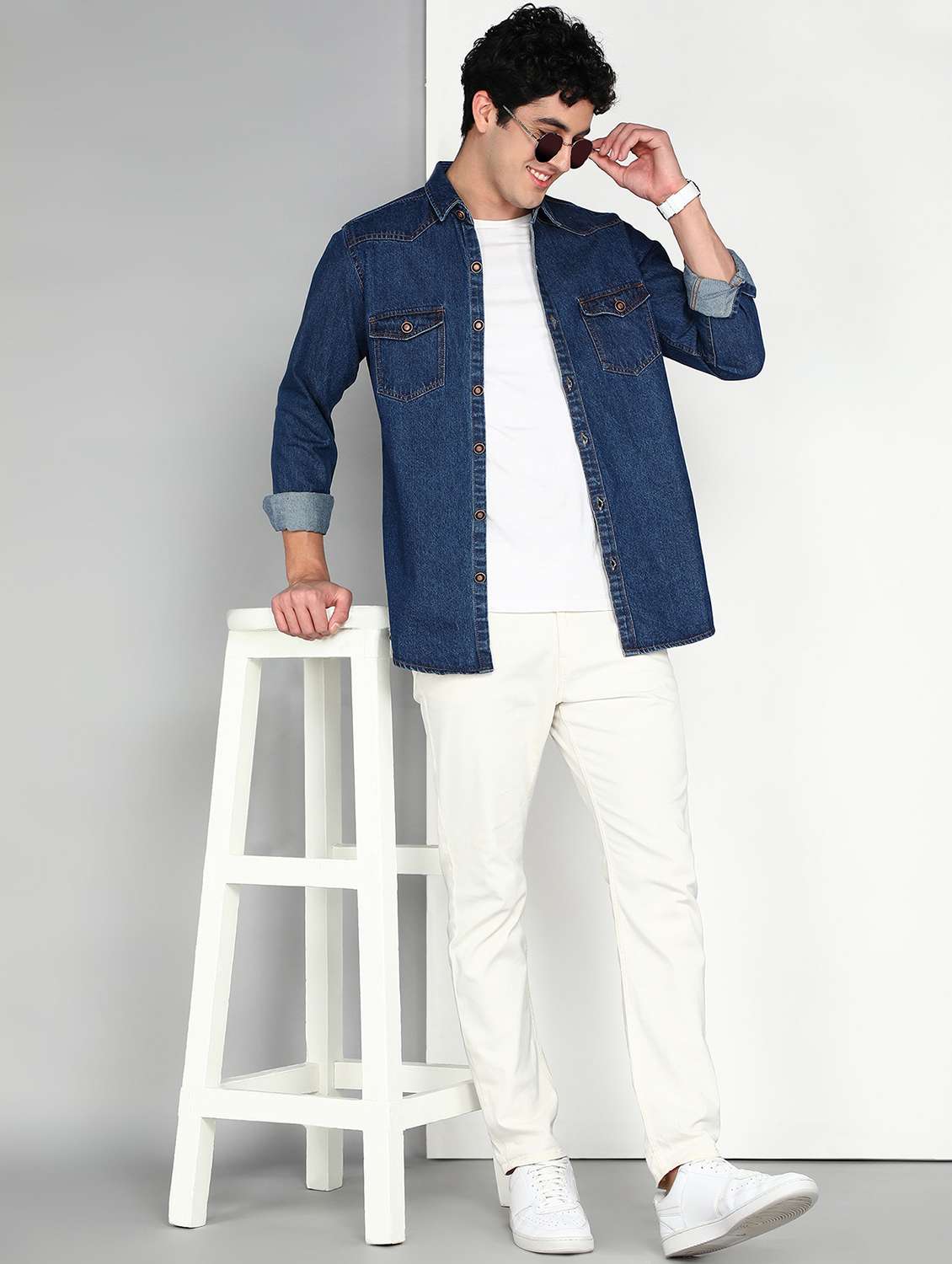 men solid long sleeve regular fit casual shirt - 22541962 -  Standard Image - 5