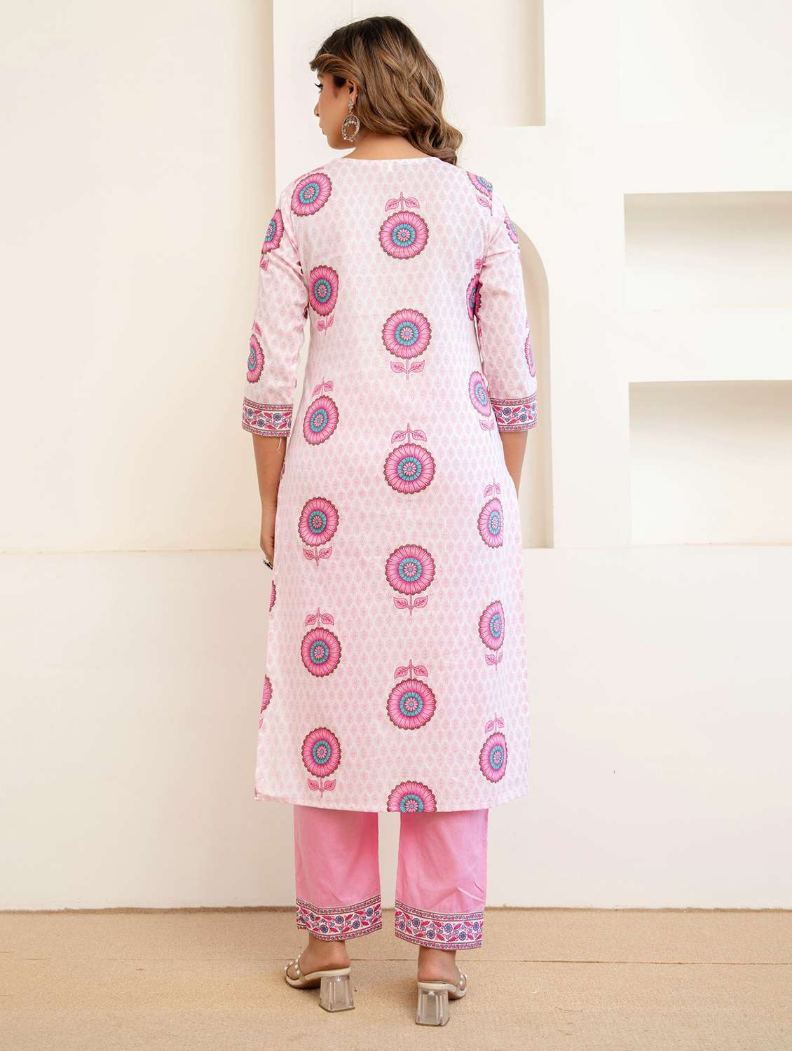 Women Printed Three Quarter Sleeve Kurta Pant With Dupatta Set - 22542002 -  Standard Image - 3