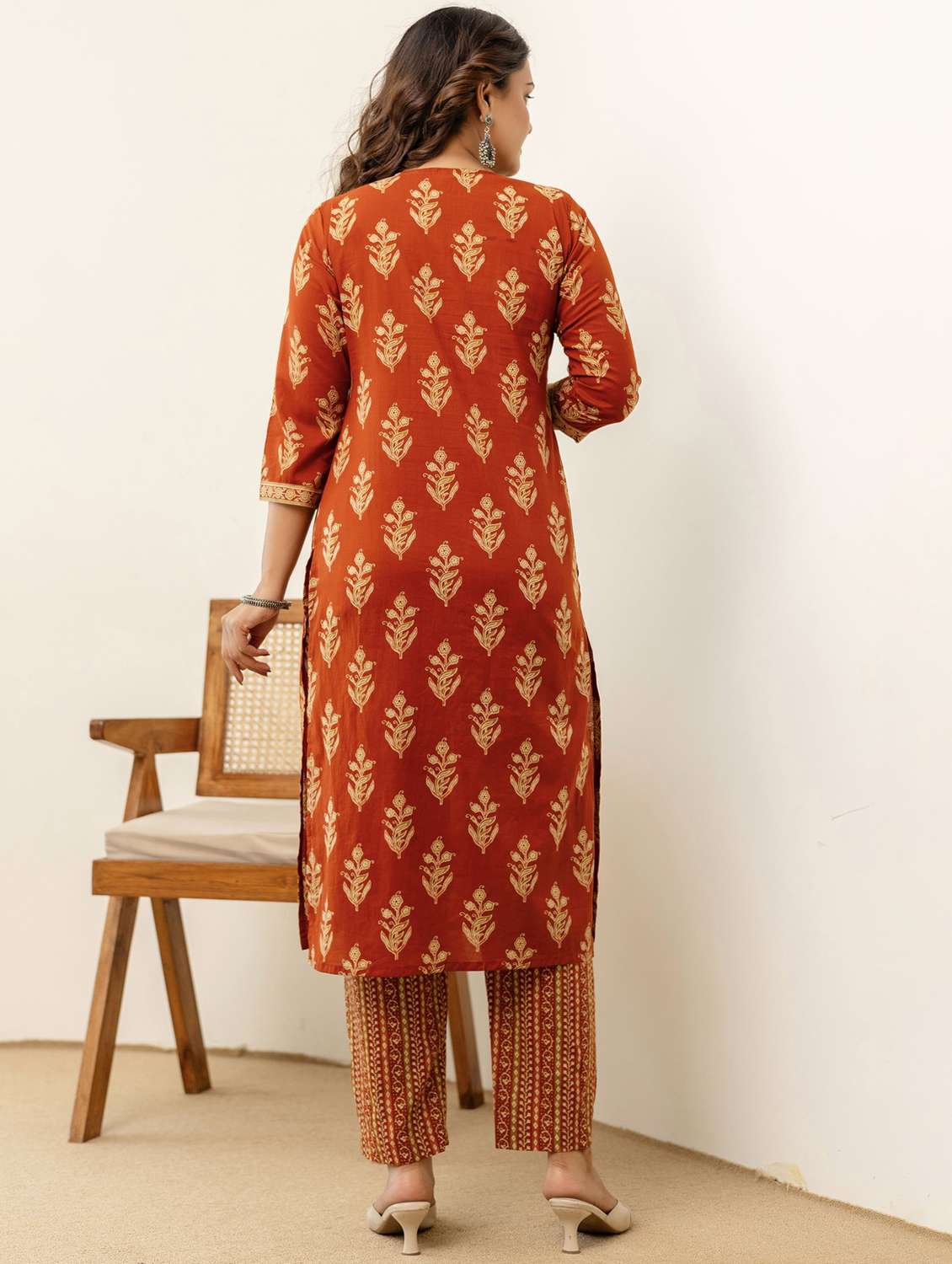 women printed three quarter sleeve kurta pant with dupatta set - 22542014 -  Standard Image - 3