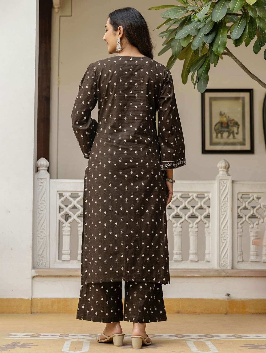 women printed three quarter sleeve kurta palazzo with dupatta set - 22542020 -  Standard Image - 3
