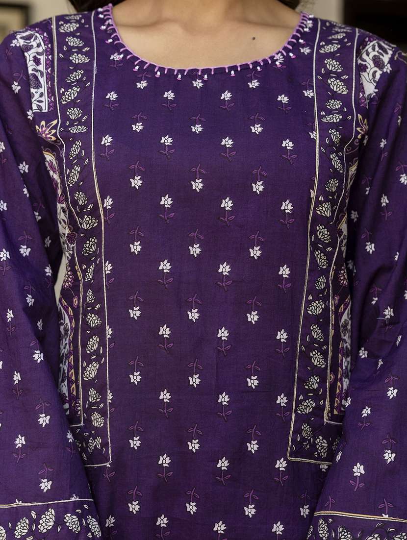 women printed three quarter sleeve kurta palazzo with dupatta set - 22542021 -  Standard Image - 5