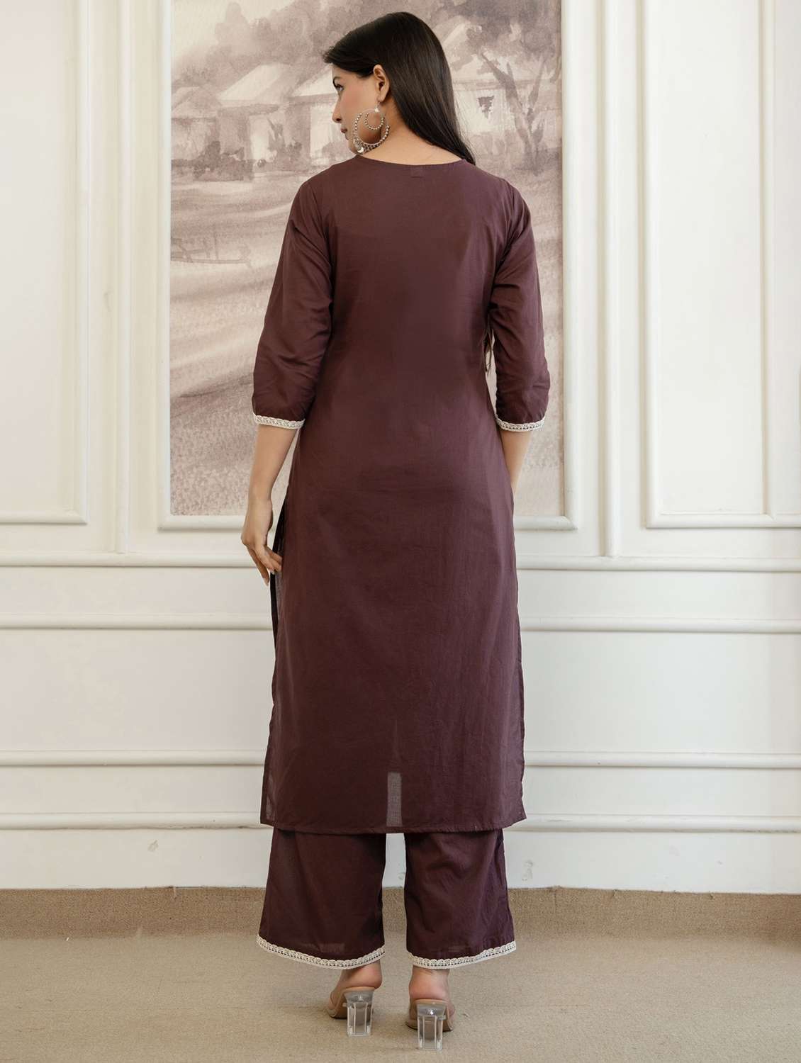 women embroidered three quarter sleeve kurta palazzo with dupatta set - 22542033 -  Standard Image - 3