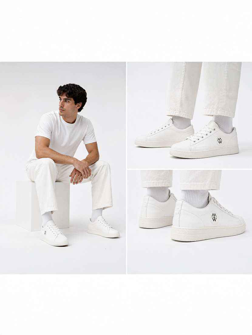 men solid lace up sneakers - 22542075 -  Standard Image - 5