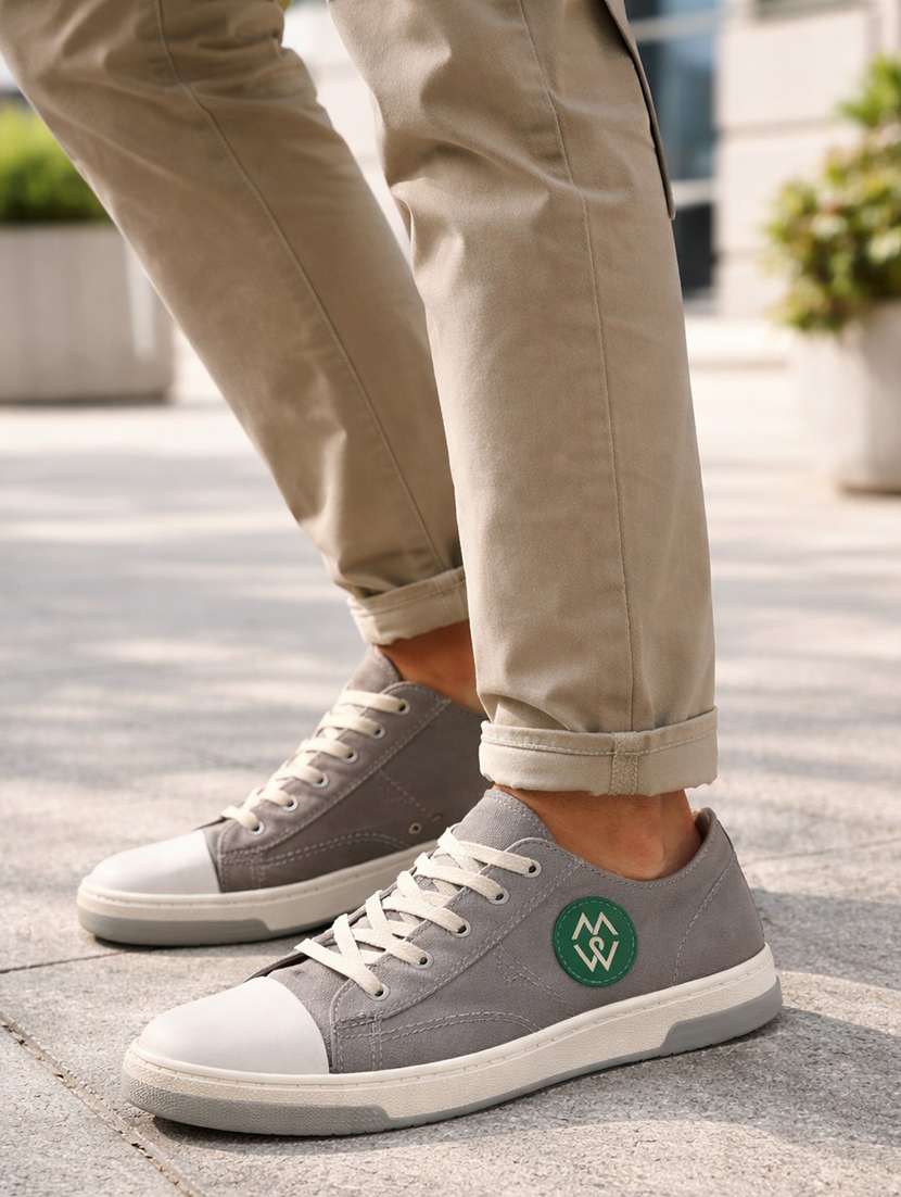 men solid lace up sneakers - 22542077 -  Standard Image - 5
