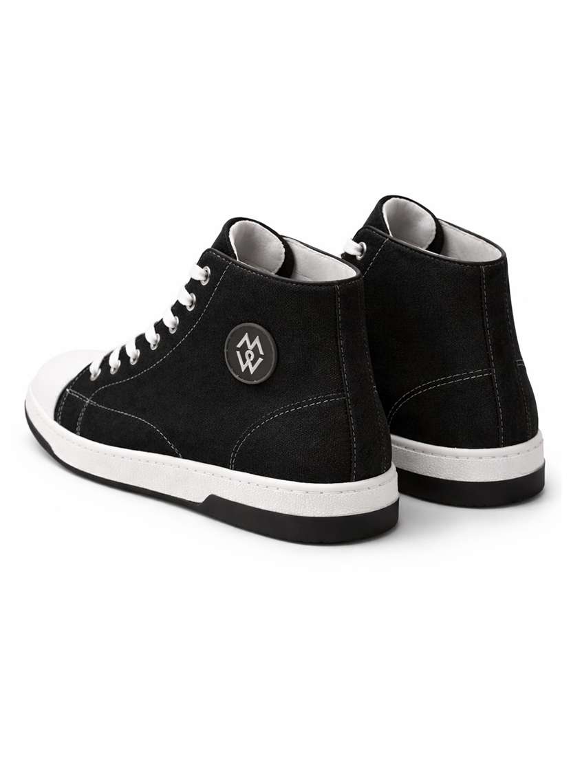 men solid lace up high ankle sneakers - 22542078 -  Standard Image - 3