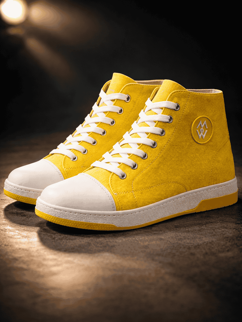 men solid lace up high ankle sneakers