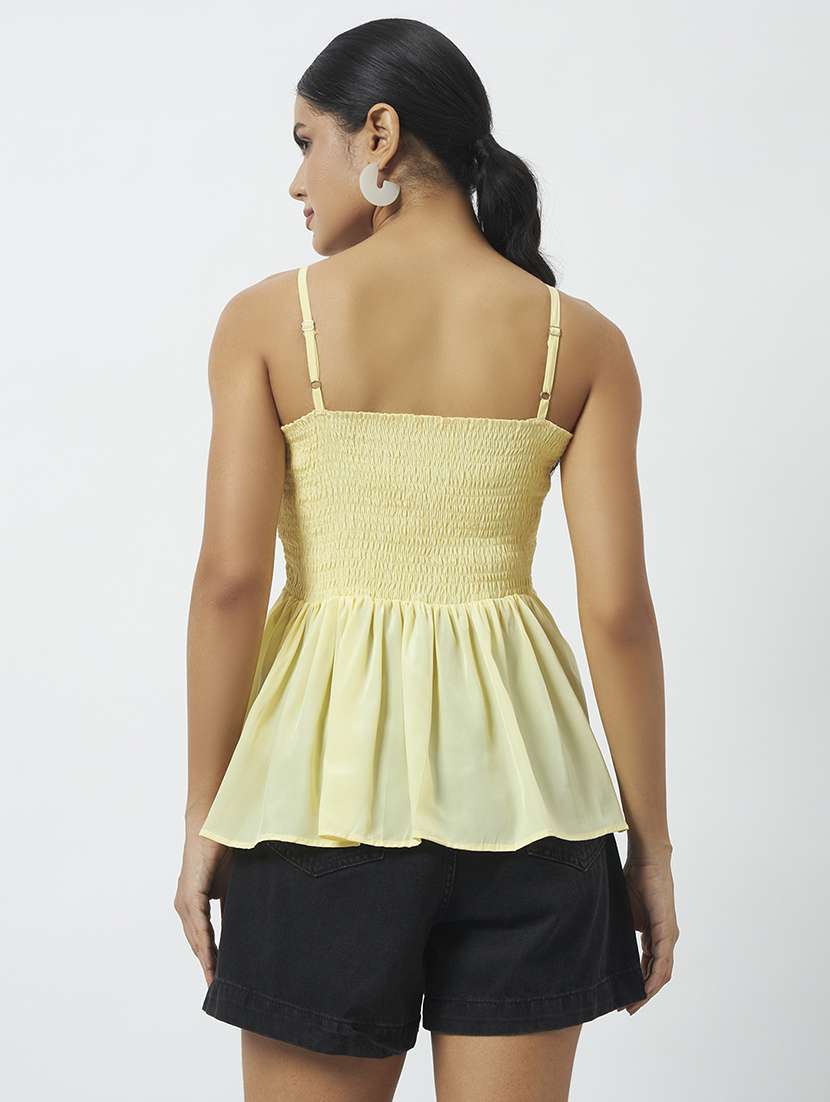women solid shoulder strap peplum top - 22542095 -  Standard Image - 3