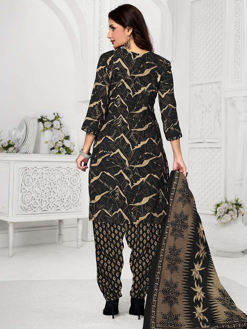 women printed three quarter sleeve kurta patiala with dupatta set - 22542112 -  Standard Image - 3