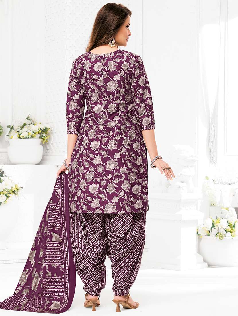 women printed three quarter sleeve kurta patiala with dupatta set - 22542121 -  Standard Image - 3