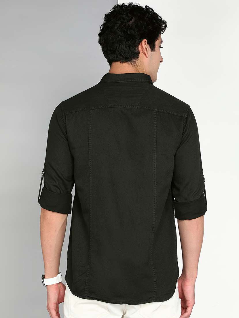Men Solid Collared Regular Fit Shirt - 22542179 -  Standard Image - 3