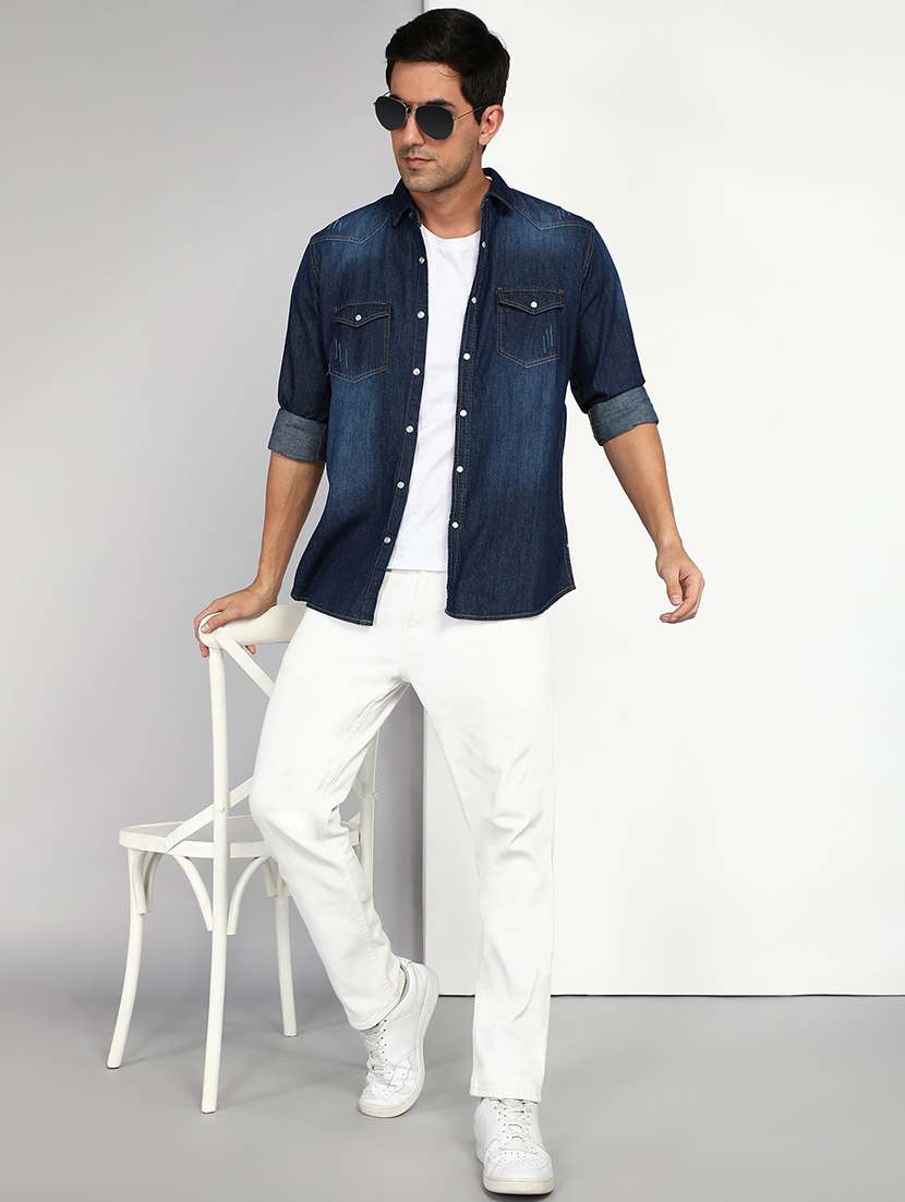 Men Solid Collared Regular Fit Shirt - 22542181 -  Standard Image - 5