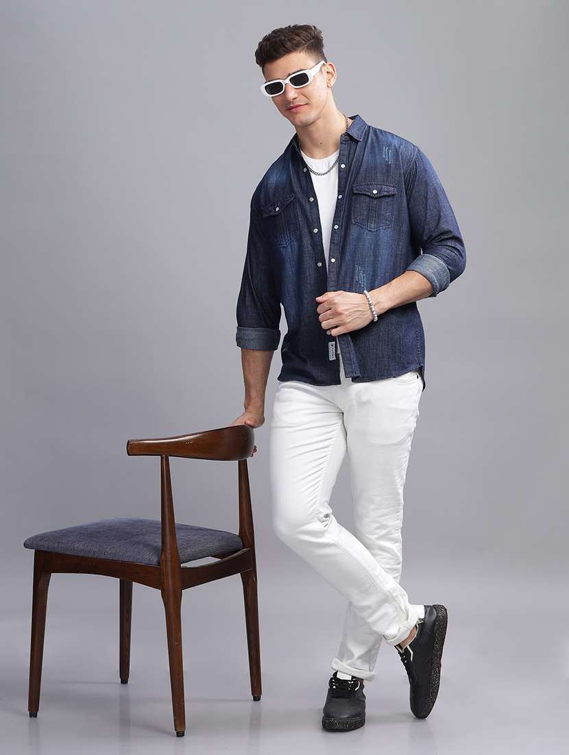 Men Solid Collared Regular Fit Shirt - 22542189 -  Standard Image - 5