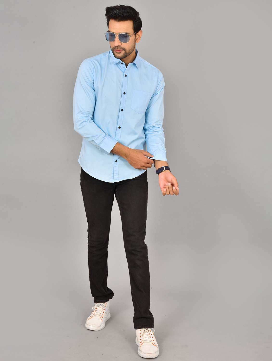 Men Solid Collared Slim Fit Casual Shirt - 22542202 -  Standard Image - 5