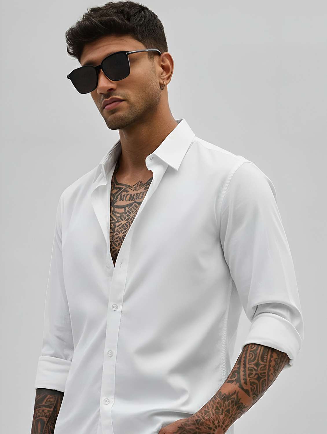 men solid collared slim fit casual shirt
