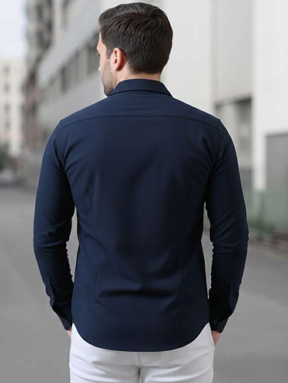 Men Solid Collared Slim Fit Casual Shirt - 22542529 -  Standard Image - 3