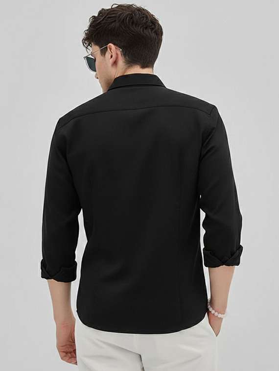 Men Solid Collared Regular Fit Casual Shirt - 22542664 -  Standard Image - 3