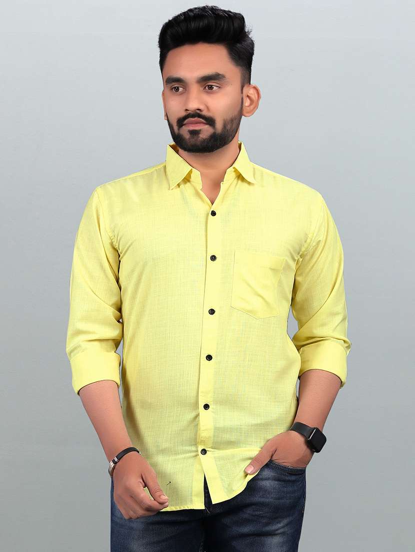 men solid collared regular fit casual shirt