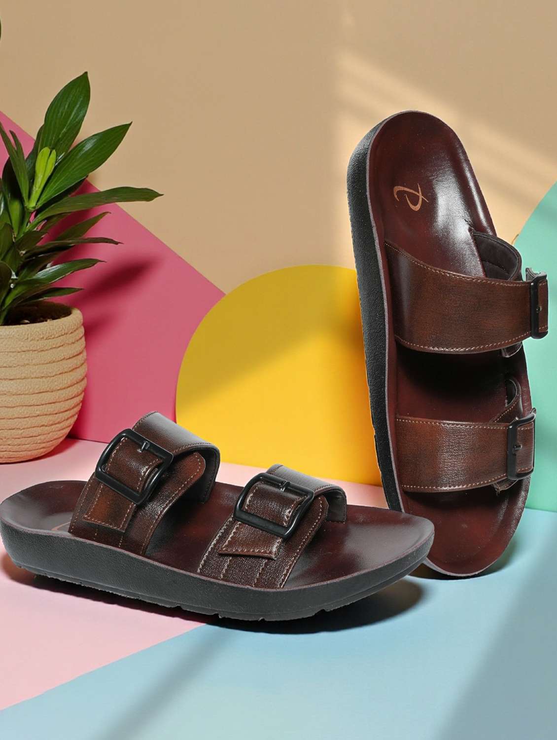 men solid strap sandal
